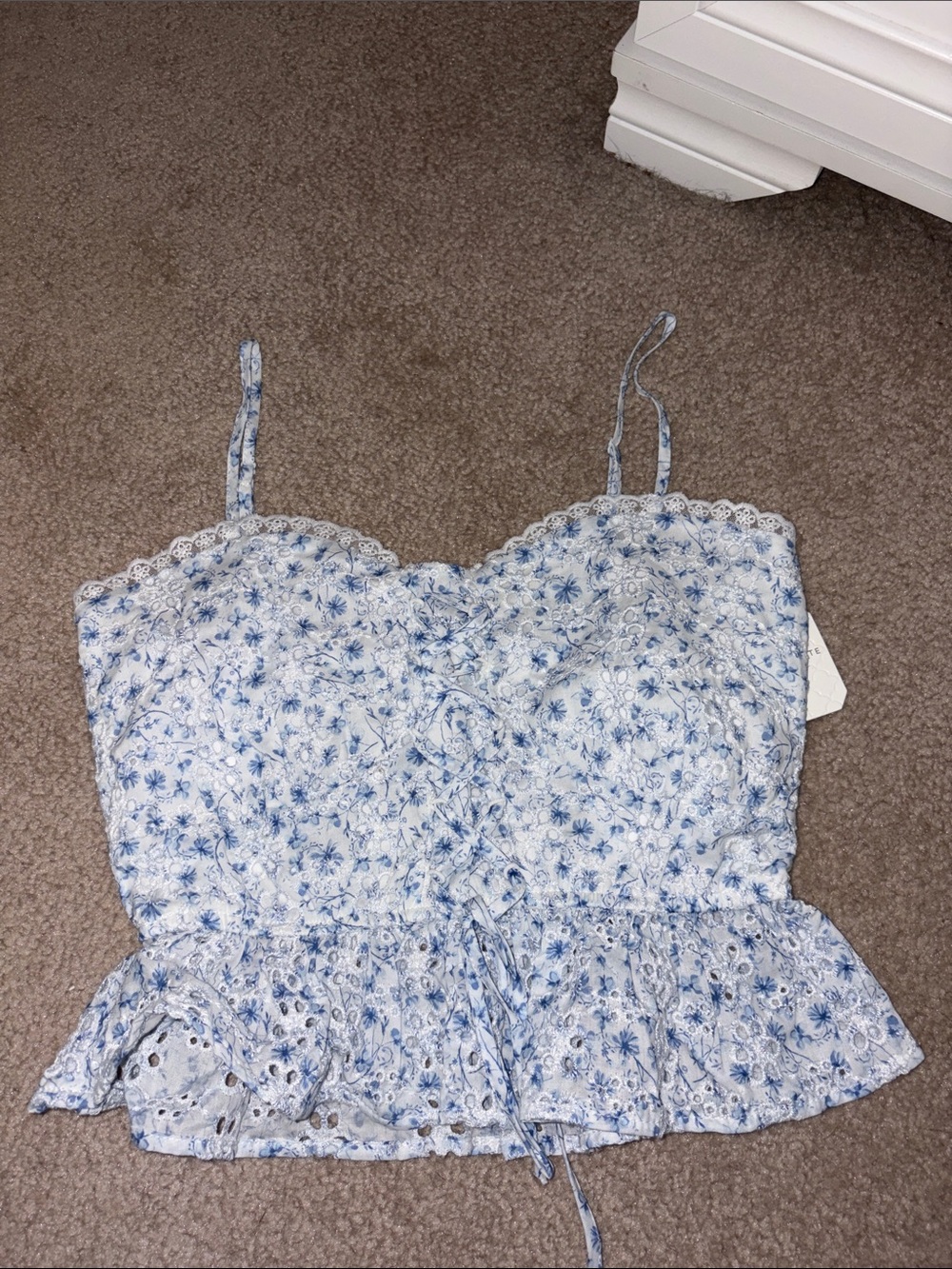 Altar'd State Light Blue Floral Smocked Blouse